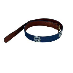 Smathers & Branson Needlepoint Belt Size 34 Georgetown University Brass Buckle